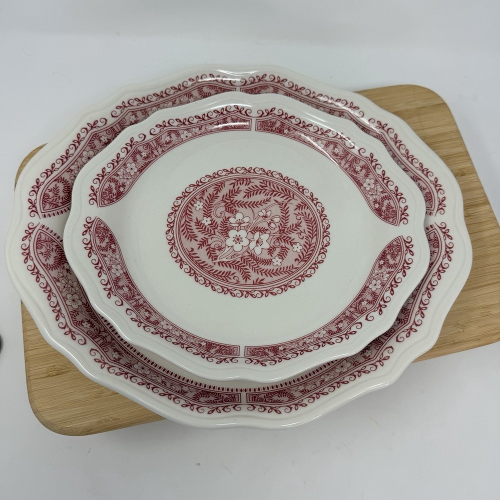 Syracuse China Strawberry Hill Pink Floral Pattern Oval Platter Vintage Set Of 2